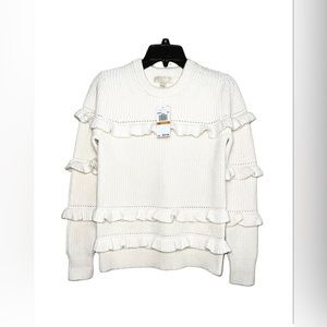 Michael Kors Cream  Sweater knit ruffle trim